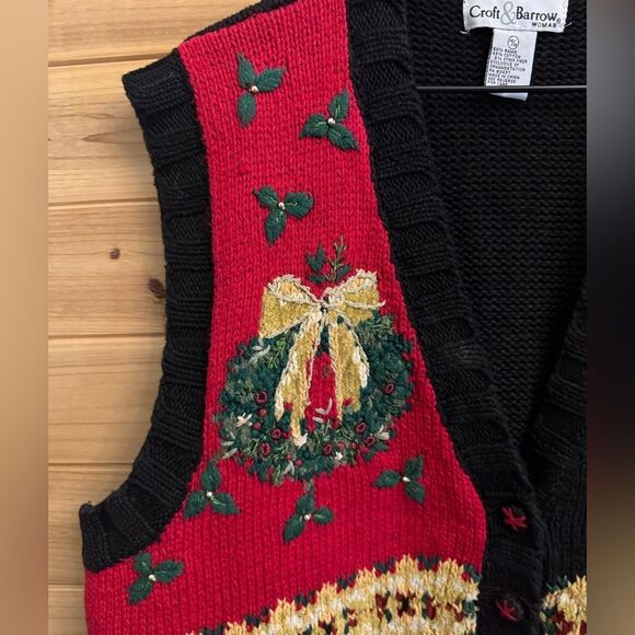 Vintage Croft & Barrow Size XLarge Novelty Ugly Christmas Knit Button Vest - Picture 3 of 11